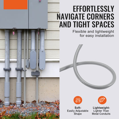 PVC-buis Elektrisch – Elektrische leiding – Flexibele Pijp – Beschermbuis – Waterdichte Buis – 1 inch 25,4 mm – IP65 Water- en Stofdicht – Compleet met Connectoren