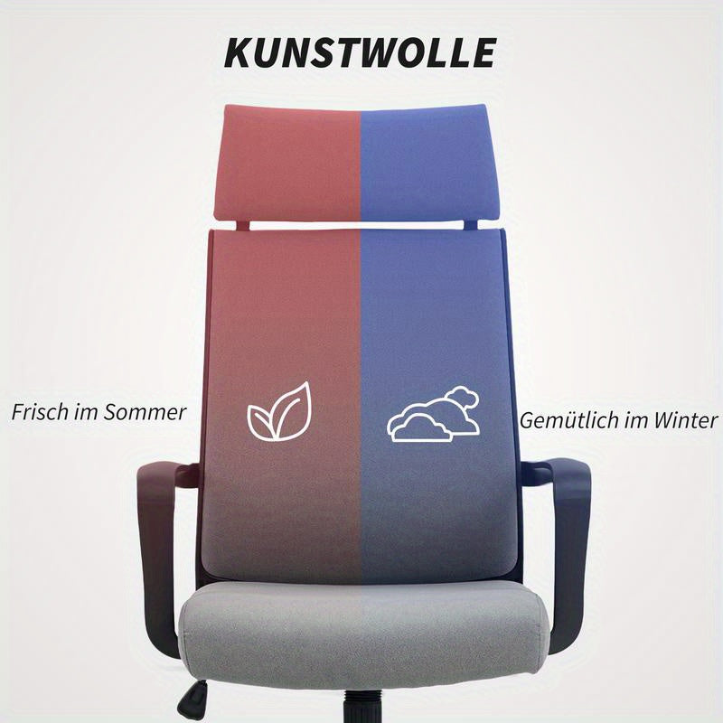 Ergonomic Office Chair with Adjustable Height, Lumbar Support & 360° Swivel - Heavy-Duty Five-Wheel Base, Manual Lever Mechanism, Height-Adjustable Armrests - Heavy-Duty for Home Office, Gaming, or Professional Desk - Easy-C