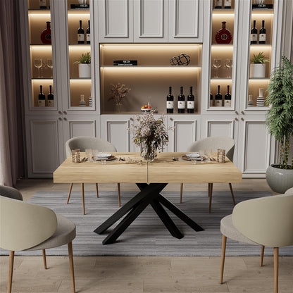 Eettafel – Uitschuifbare Tafel – Keukentafel – Eetkamertafel – Industrieel – Hardhouten Blad – Metalen X-poten – Ruimtebesparend Design