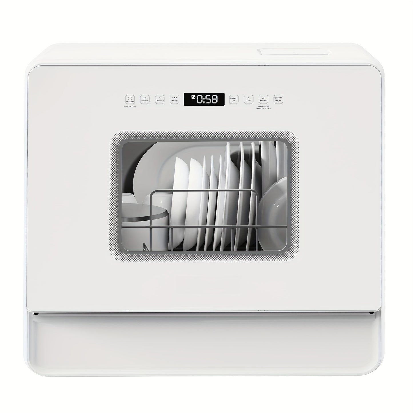 Compacte Vaatwasser – Mini Vaatwasser – Aanrechtvaatwasser – Kleine Keuken Vaatwasser – Caravan Vaatwasser – Duale Manden – Ingebouwde 5L Watertank – 7+2 Wasprogramma’s – Zachtwatersysteem