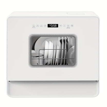 Compacte Vaatwasser – Mini Vaatwasser – Aanrechtvaatwasser – Kleine Keuken Vaatwasser – Caravan Vaatwasser – Duale Manden – Ingebouwde 5L Watertank – 7+2 Wasprogramma’s – Zachtwatersysteem