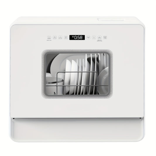 Compacte Vaatwasser – Mini Vaatwasser – Aanrechtvaatwasser – Kleine Keuken Vaatwasser – Caravan Vaatwasser – Duale Manden – Ingebouwde 5L Watertank – 7+2 Wasprogramma’s – Zachtwatersysteem