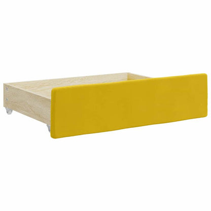 Bedbank – Slaapbank – Logeerbed – Slaapsofa – Sofa Bed – Uitschuifbaar Trundle Bed – Luxe Gele Velvet Bekleding – Stevige Hardhouten Constructie 80x200 cm