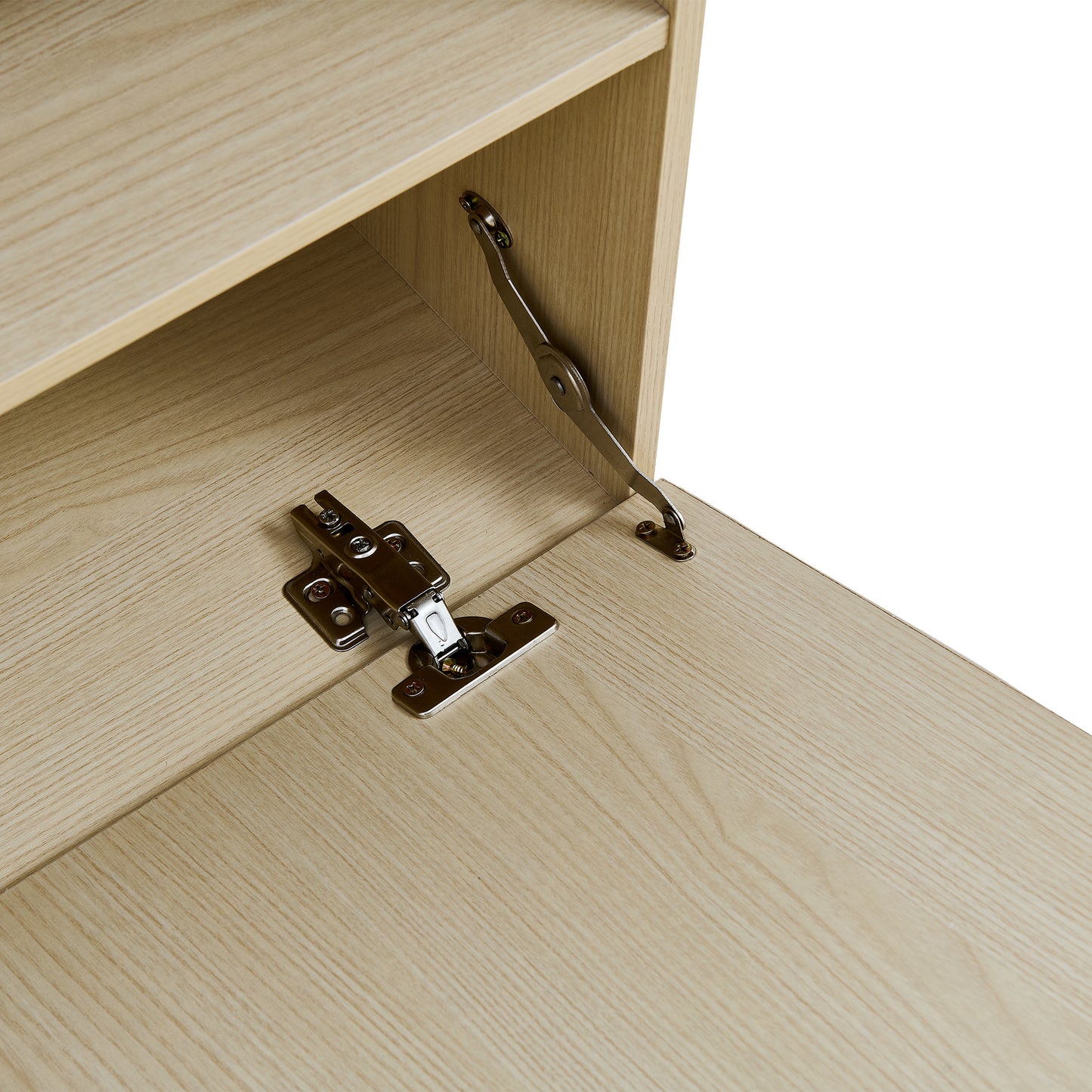 BTM Slim Wardrobe Cabinet with Mirror Door and Extendable Clothes Rail, High Cabinet in Wood Look with Shelves and Folding Compartment, Modern Hallway Cabinet for Entryway, Bedroom, Apartment, 54×34.5×179.5 cm