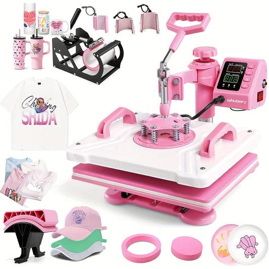 Transferpers – Hittepers – Heat Press Machine – Textielpers – Drukpers – 8-in-1 Multifunctioneel – Verwarmingsplaat 38x30 cm – 360° Draaibaar