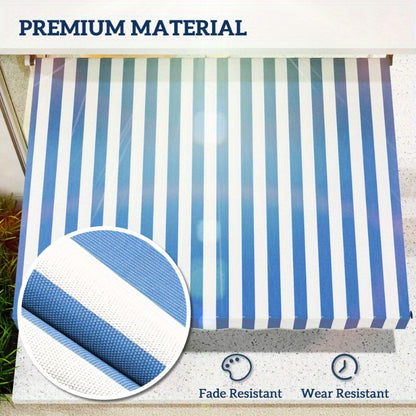 Verstelbaar Vouwdak – Zonnescherm – Terrasoverkapping – Balkonluifel – Patio Schaduwdoek – Aluminium Frame – 200x150 cm – Weerbestendig Blauw-Wit Gestreept