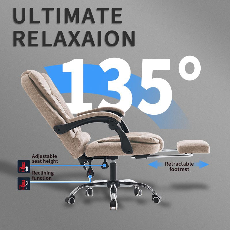 Gamingstoel – Gamestoel – Bureaustoel – Gaming Chair – Game Stoel – Ergonomisch Met Verstelbare Hoogte – Ingebouwde Voetsteun – Aluminium Frame – Zwart-Beige