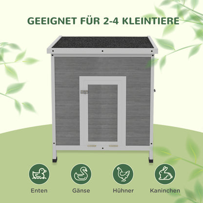 Eendenren – Kippenren – Pluimveestal – Gangenhok – Houten Kippenhok Lichtgrijs – Waterdicht Asfalt Dak – Handige Zijdeur & Ventilatie