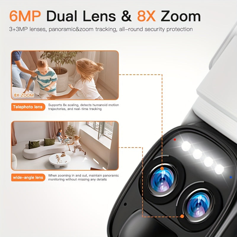 Beveiligingscamera – Camerabewaking – Buitencamera – Bewakingscamera – IP-camera – 2K Resolutie – Zonnepaneel Met PTZ Dual Lens
