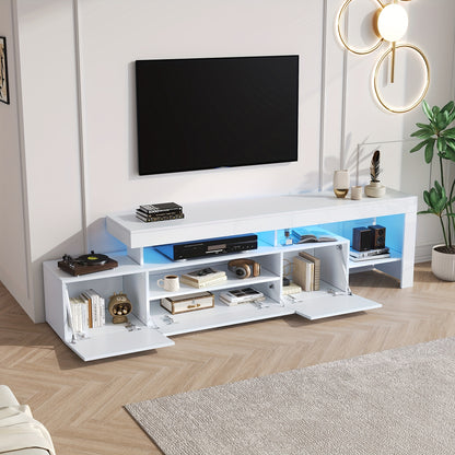 Modern wit tv-meubel – TV-kast – TV-meubel – Mediameubel – Tv-dressoir – 192 cm breed – Geschikt voor televisies tot 85 inch – Duurzaam bamboe – Eenvoudige montage