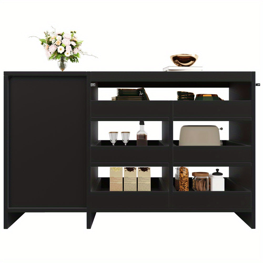 Dressoir – Sideboard – Ladekast – Opbergkast – Buffetkast – Zwart – Ruime Lades – Minimalistisch Design