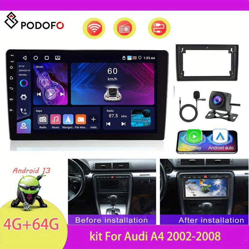 2DIN Android Autostereo – Double Din Radio – Multimedia Systeem – Autoradio Met Navigatie – Touchscreen Radio – 9 Inch HD Scherm – Draadloos CarPlay & Android Auto – AHD Achteruitrijcamera & DSP Geluid