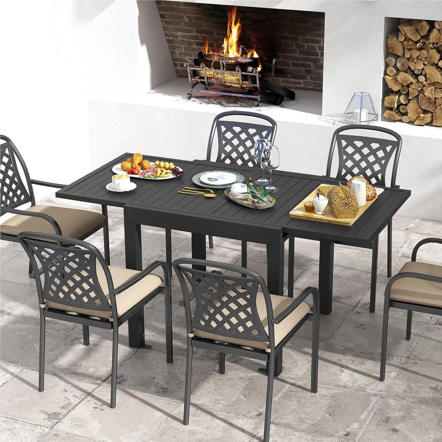 Uitschuifbare Aluminium Tuinset – Tuinmeubel – Terrastafel – Buiten Tafel – Verstelbare Eettafel – 80/160 x 80 cm – Lichtgewicht & Weerbestendig