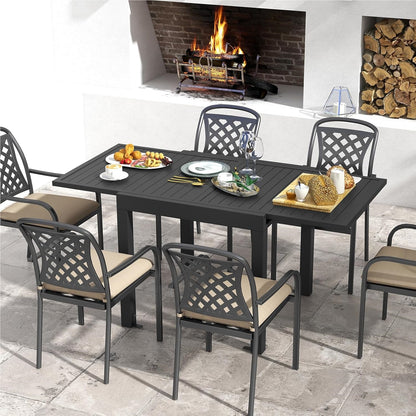 Uitschuifbare Aluminium Tuinset – Tuinmeubel – Terrastafel – Buiten Tafel – Verstelbare Eettafel – 80/160 x 80 cm – Lichtgewicht & Weerbestendig