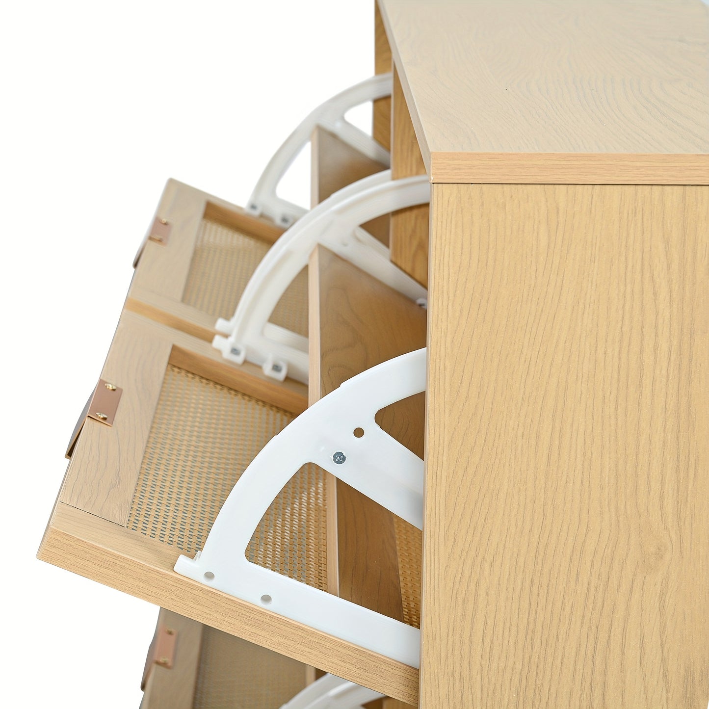 Schoenenkast – Schoenenrek – Schoenenopberger – Schoenenbank – Meubel – 4 Lades – Ruimtebesparend Ontwerp – Hardhouten Constructie – Beige Afwerking – Lichtgewicht & Stevig