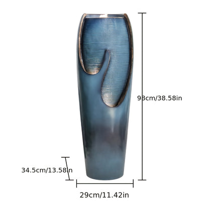 98cm Modern Elegant Glass Fountain with Soothing Water Flow - Blue-Green Indoor/Outdoor Water Feature for Home Garden, Patio, Office - Self-Contained Design, No Batteries/Electrical Connection, Durable & Low-Maintenance Decor