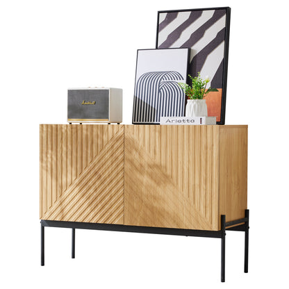 Dressoir – Sideboard – Opbergkast – Ladekast – Buffetkast – Modern – 2-Deurs – Met Metalen Poten – Houtlook – 100x75x40 cm – Duurzaam Niet-Houten Materiaal – Eenvoudige Montage
