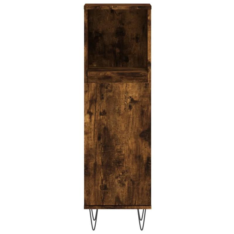 Badkamermeubelset – Badmeubels – Wastafelonderkast – Spiegelkast – Badkamerkasten – 3-delig – Hoogwaardig Smoky Eikenhout