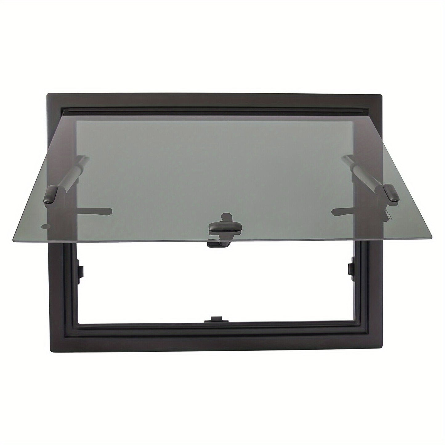 Zijraam Camper – Caravan Raam – Klapraam – Opendraairamen – Campingraam – Getemperd Glas – Aluminium Frame – 65° Openingshoek – Insectengaas Inclusief – Zwart