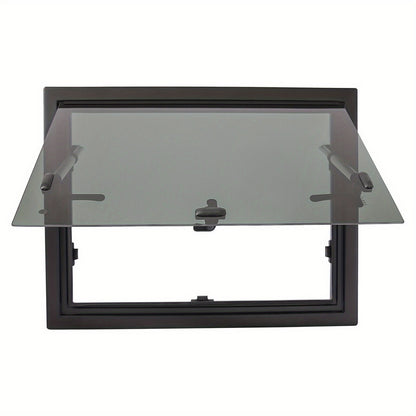 Zijraam Camper – Caravan Raam – Klapraam – Opendraairamen – Campingraam – Getemperd Glas – Aluminium Frame – 65° Openingshoek – Insectengaas Inclusief – Zwart