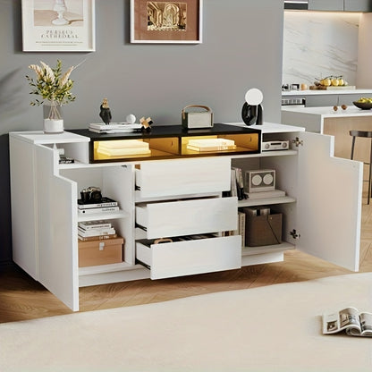 Opbergkast – Opbergmeubel – Kast – Dressoir – Wit – Bamboe Materiaal – Groot Opbergruimte – 140x60x48 cm