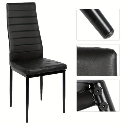 6pcs Dining Chair Set - High Back Faux Leather Kitchen Chair, 45cm Seat Height, Ergonomic Upholstered Seat For Kitchen, Dining Room, Restaurant - Armless Modern Comfortable Chairs (6pcss, Black)