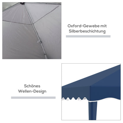 Opvouwbaar Tuinpaviljoen – Tuin Tent – Gazebo – Partytent – Buiten Verblijf – Verstelbare Hoogte – UV Bescherming – Stalen Frame – Blauw – 3 x 3 Meter