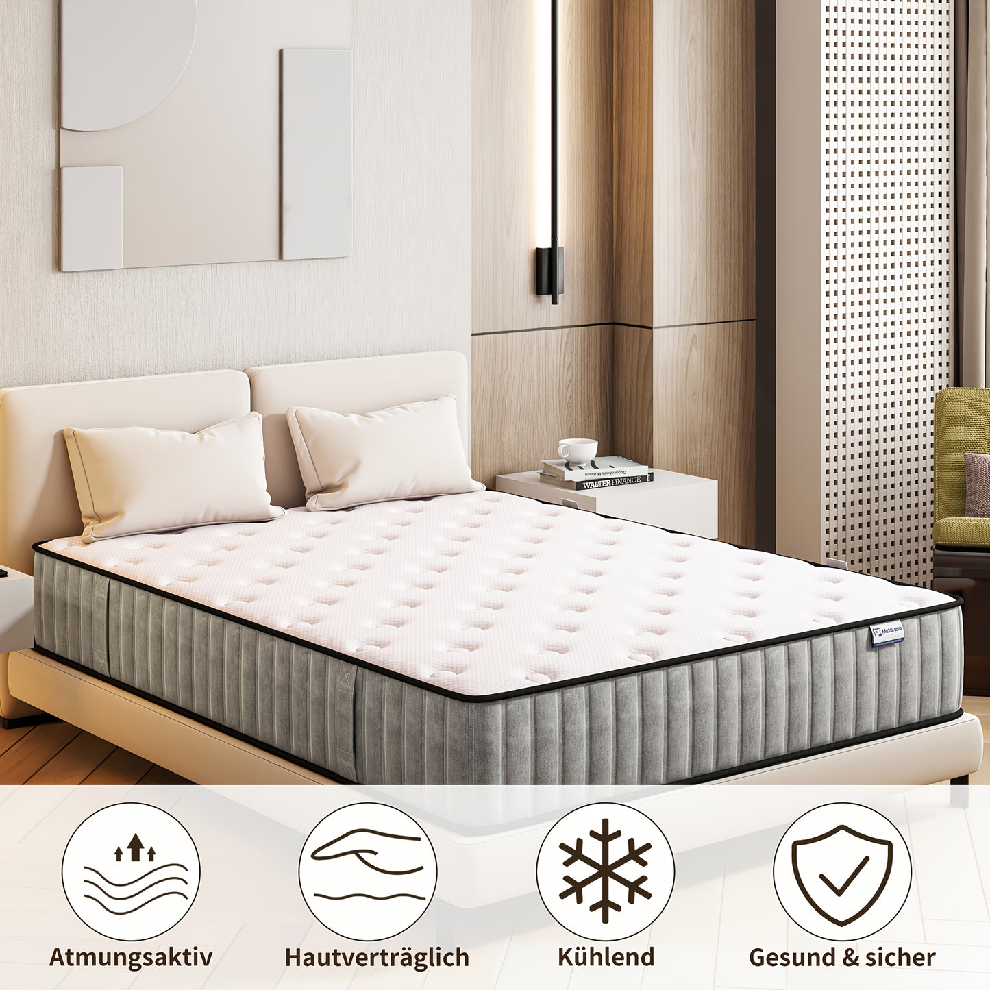 Hybride Matras – Koudschuim Matras – Pocketvering Matras – Traagschuim Matras – Medium Stevig – 140x200 cm – Ademend – Schokabsorberend