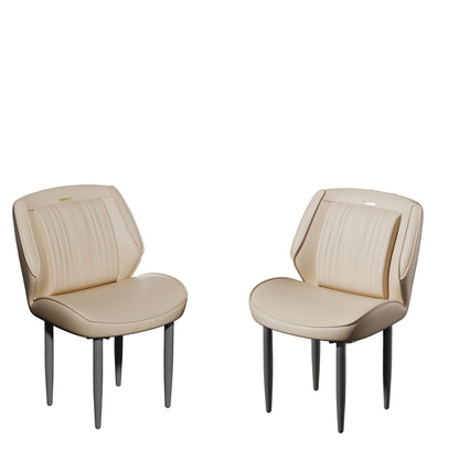 Eetkamerstoel – Stoel – Designstoel – Zwarte Stoel – Armless Stoel – PU Leder Bekleding – Metalen Poot – Set Van 2 – Licht Kaki & Donkergrijs – Comfortabele Brede Rugleuning – Stevige Aluminium Poten