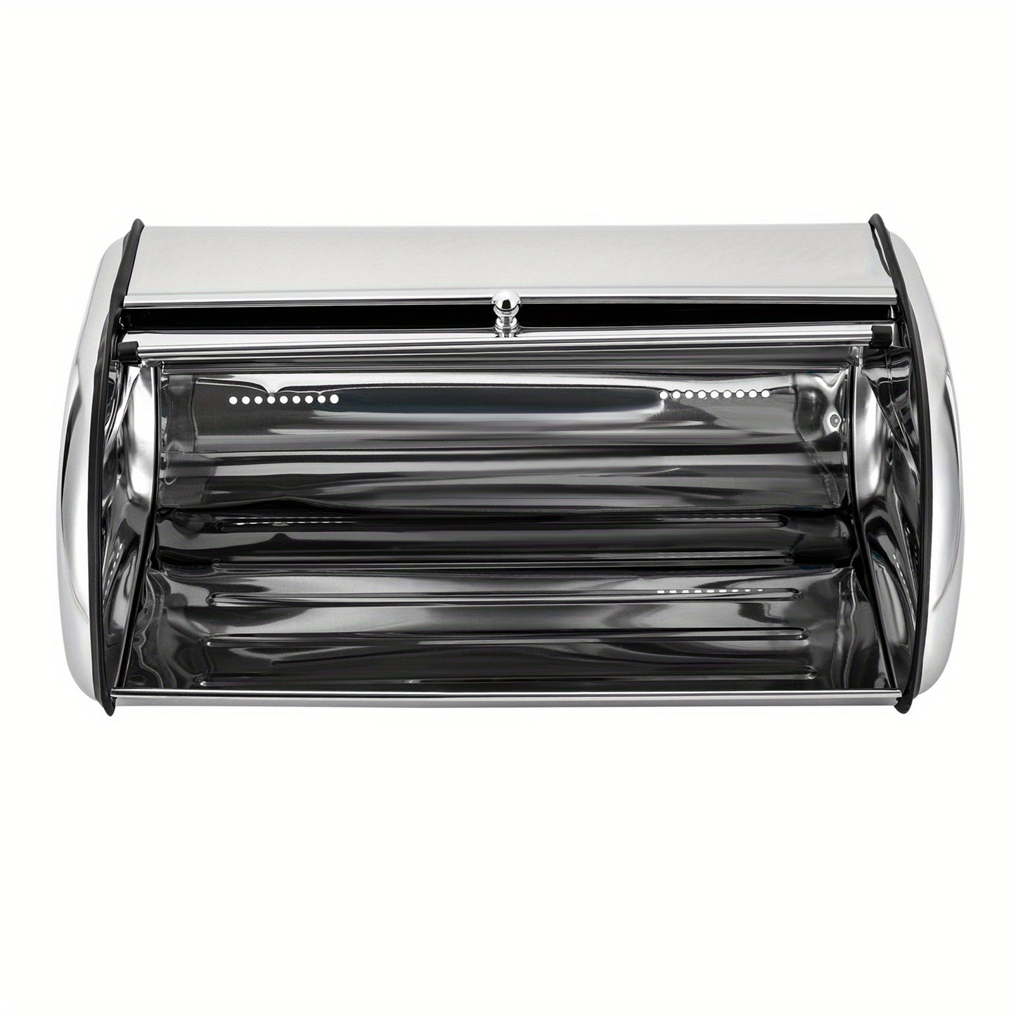Bestekbak – Opbergbox – Besteklade – Organizer – Broodtrommel – RVS 410 Roestvrij Staal – Ventilatiegaten – Rollend Deksel – 10 Liter Capaciteit – Ovaal Modern Design