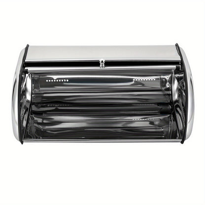 Bestekbak – Opbergbox – Besteklade – Organizer – Broodtrommel – RVS 410 Roestvrij Staal – Ventilatiegaten – Rollend Deksel – 10 Liter Capaciteit – Ovaal Modern Design