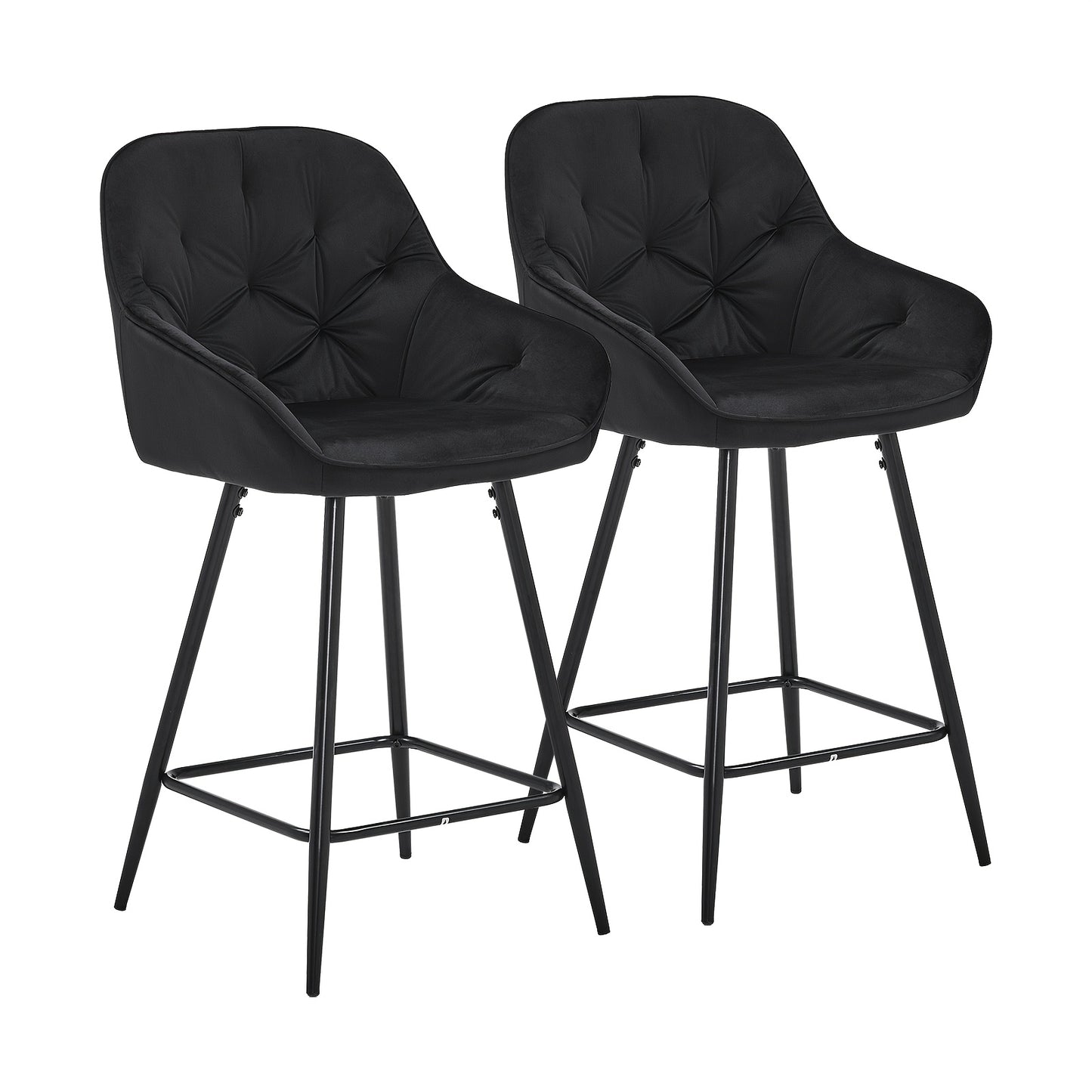 Barkrukken – Barstoelen – Barkruk Set – Barstoelen Met Armleuning – Zwarte Fluwelen Barkrukken – Memory Foam Zitting – Aluminium Frame