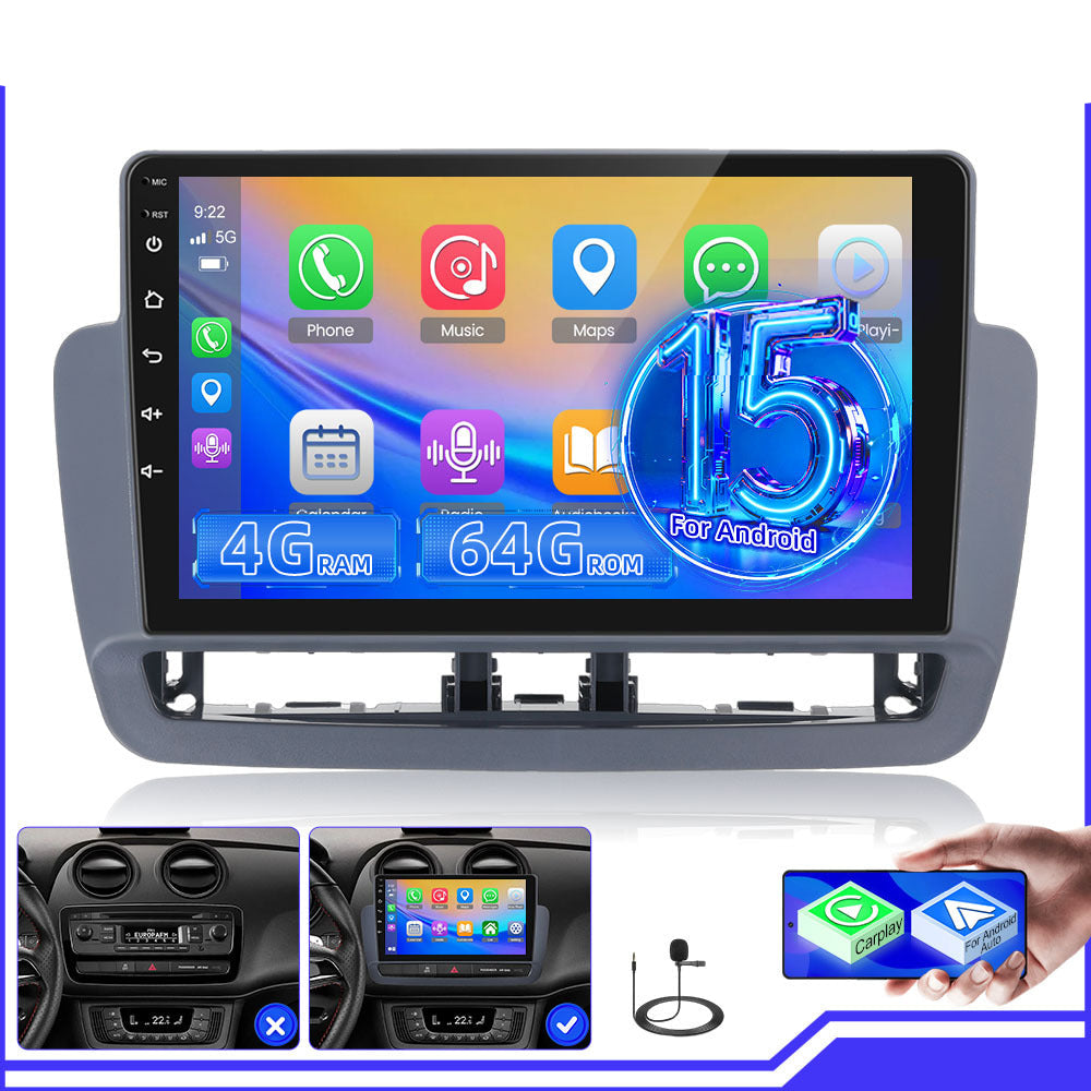 Autoradio Seat Ibiza 2012-2015 – Multimedia Systeem – Navigatie – Touchscreen Radio – Bluetooth Speler – 9-Inch 1280P Display – Draadloos CarPlay & Android Auto – AHD Achteruitrijcamera Met Nachtzicht
