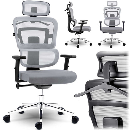 Bureaustoel – Kantoorstoel – Office Chair – Draaistoel – Gamingstoel – Ademend Microfiber – Verstelbare Hoogte 44-52 cm - Grijs