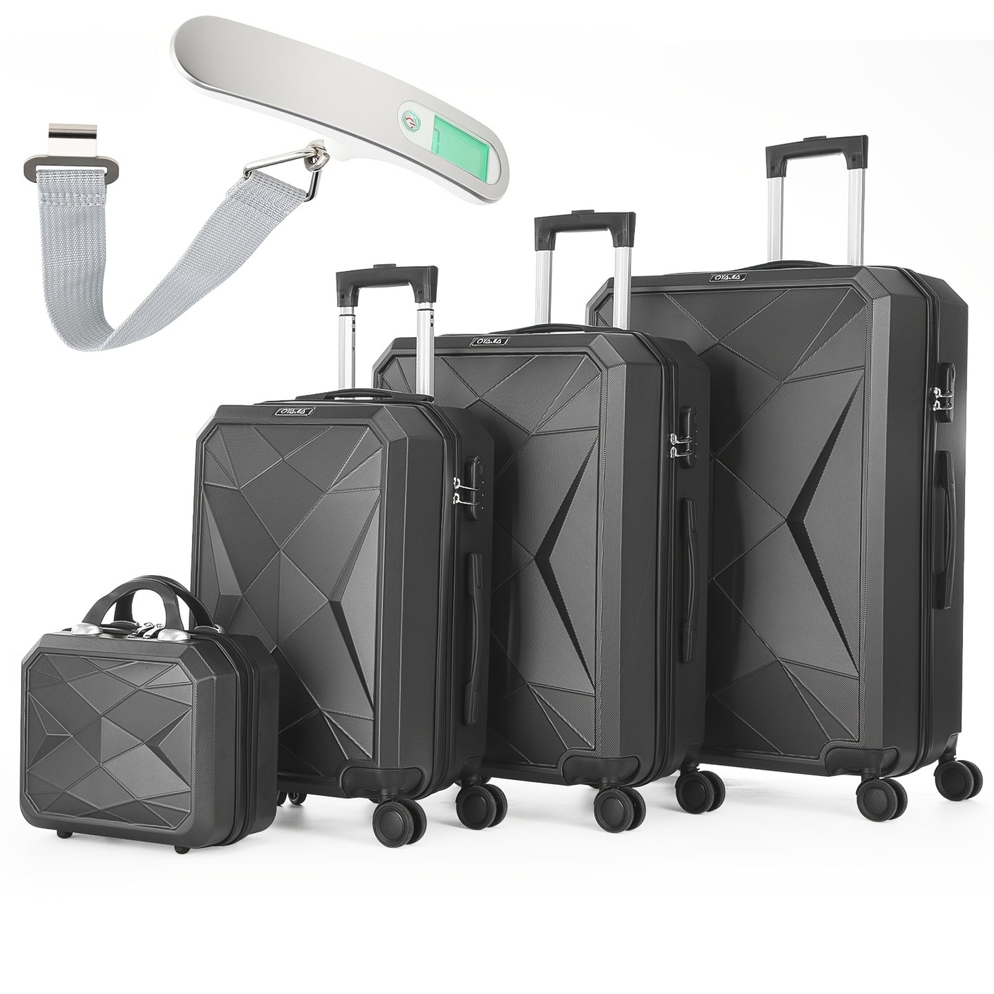 Luggage Set of 4 -12"/20"/24"/28" Expandable Suitcases, Upgraded Zipper, Durable ABS Hard Shell, Blue