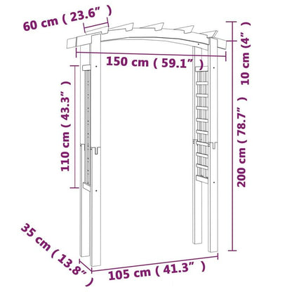 Houten Tuinboog – Tuinboog – Klimsteiger – Klimframe – Boogdoorgang – Bruin – 150 x 60 x 210 cm – Groen Geïmpregneerd Grenenhout