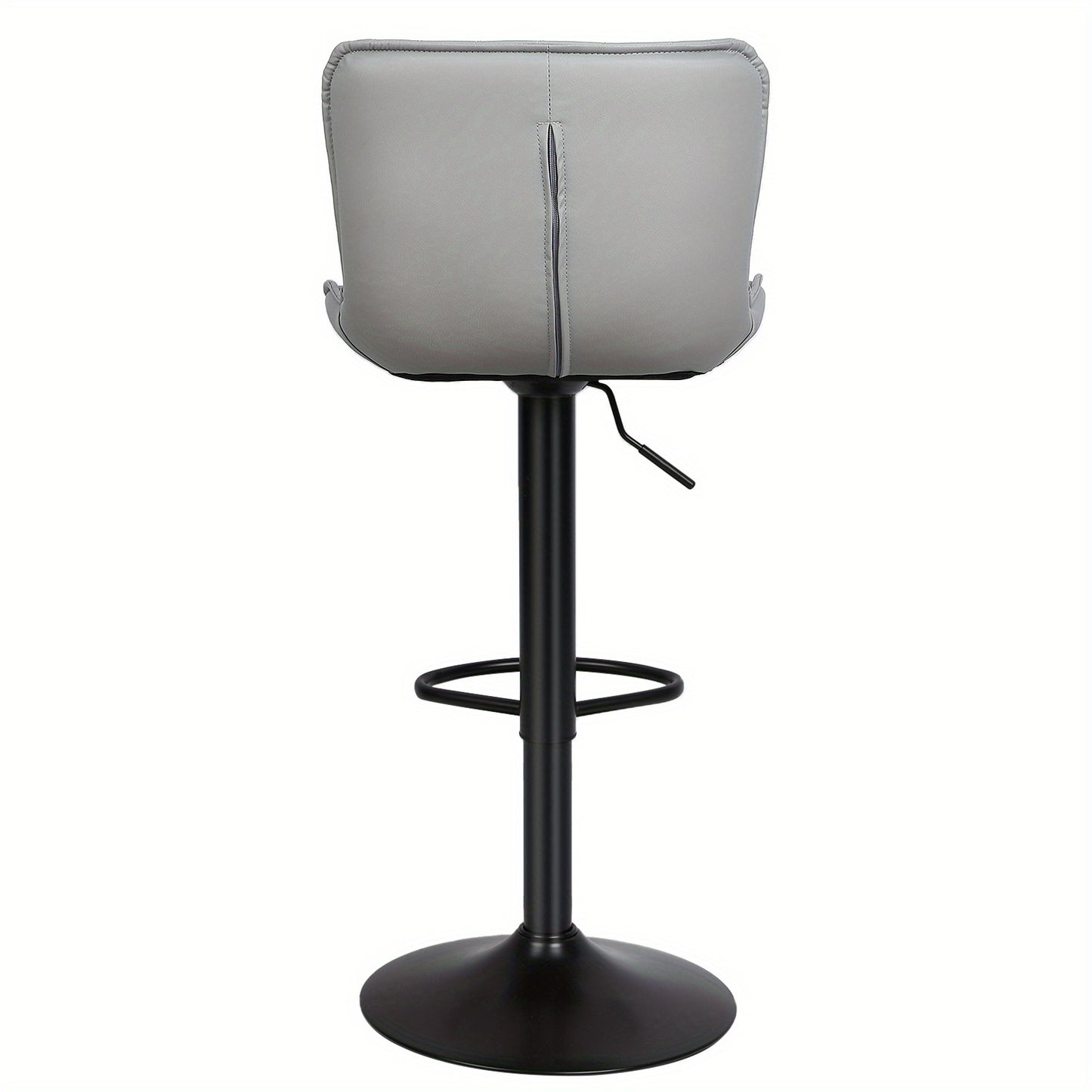 Barstoel – Barkruk – Barstoel Kruk – Barstoelen – Barkrukken Set – Verstelbare Hoogte 83-103 cm – Lichtgrijs PU Kunstleer – Zwart Metalen Frame – Stevig & Ruimtebesparend Design