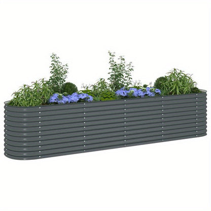 Plantenrek – Bloemenbak – Plantenbak – Moestuinbak – Verhoogde Bak – Gegalvaniseerd Staal – 400x80x81 cm – Robuust & Weerbestendig