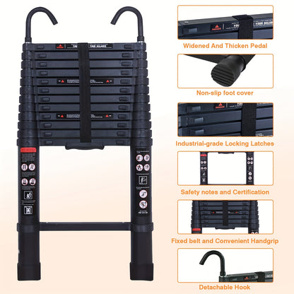 Uittrekbare Aluminium Ladder – Telescopische Ladder – Opvouwbare Ladder – Steiger – Klapplegger – 5 Meter Hoogte – Max. Draagvermogen 150 Kg