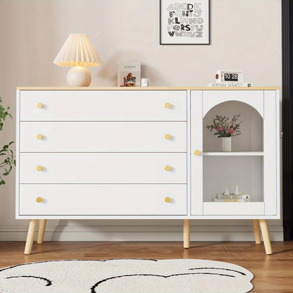 Wit Dressoir – Sideboard – Ladekast – Opbergkast – Buffetkast – 4 Ruime Lades – Modern Design – 120x40x77,5 cm