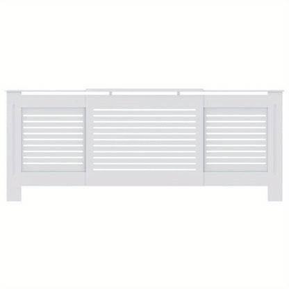 Radiatorombouw – Radiatorbekleding – Verwarmingafdekking – Radiatorpaneel – Radiatorkast – Wit MDF – 205 cm Lengte – Slatted Design Voor Optimale Warmtecirculatie