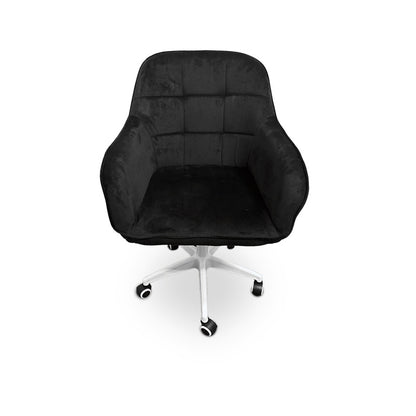 Bureaustoel – Kantoorstoel – Werkstoel – Deskchair – Armstoel – Zwart – Fluwelen Bekleding – 360° Draaibaar – Verstelbare Zithoogte 35-45 cm
