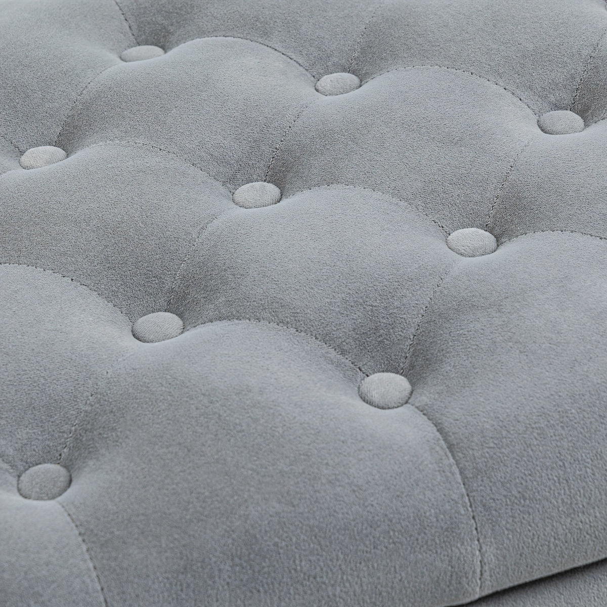 Bankje – Gestoffeerd Bankje – Bedbank – Velvet Look Zitbank – Halbankje – Grijs – Opbergruimte – Belastbaar tot 120 kg – 126x48,5x47 cm