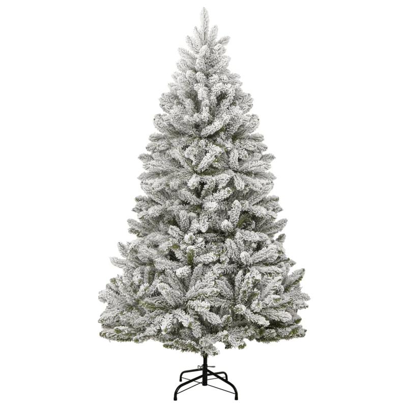 Kunstkerstboom – Kerstboom – Valse Kerstboom – Flocked Boom – Winterse Kerstdecoratie – 180 cm Hoog – Inklapbaar Met Metalen Standaard