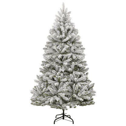 Kunstkerstboom – Kerstboom – Valse Kerstboom – Flocked Boom – Winterse Kerstdecoratie – 180 cm Hoog – Inklapbaar Met Metalen Standaard