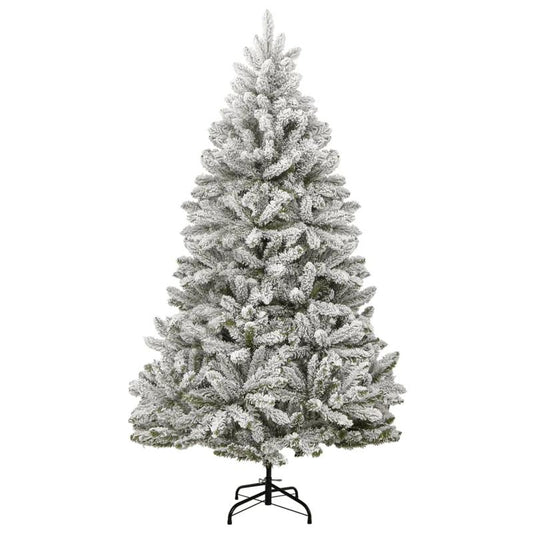 Kunstkerstboom – Kerstboom – Valse Kerstboom – Flocked Boom – Winterse Kerstdecoratie – 180 cm Hoog – Inklapbaar Met Metalen Standaard