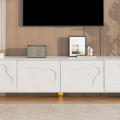 TV-kast – TV-meubel – TV-dressoir – Media-meubel – TV-standaard – Wit met Gouden Poten – Stevig 5-Poten Design – 3,2+ Kubieke Voet Opbergruimte