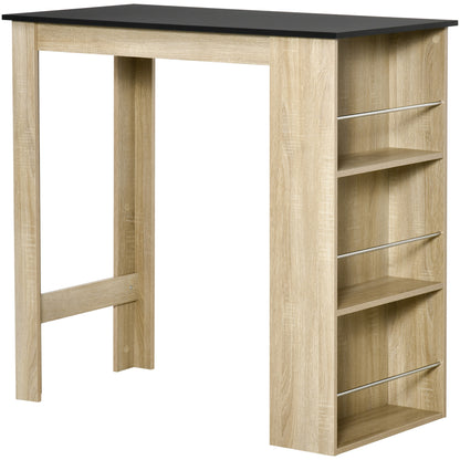 Bartafel – Statafel – Hoektafel – Hoge Keukentafel – Bistrotafel – Licht Eikenhout – Met 3 Open Planken – Afmetingen 112x57x106 cm