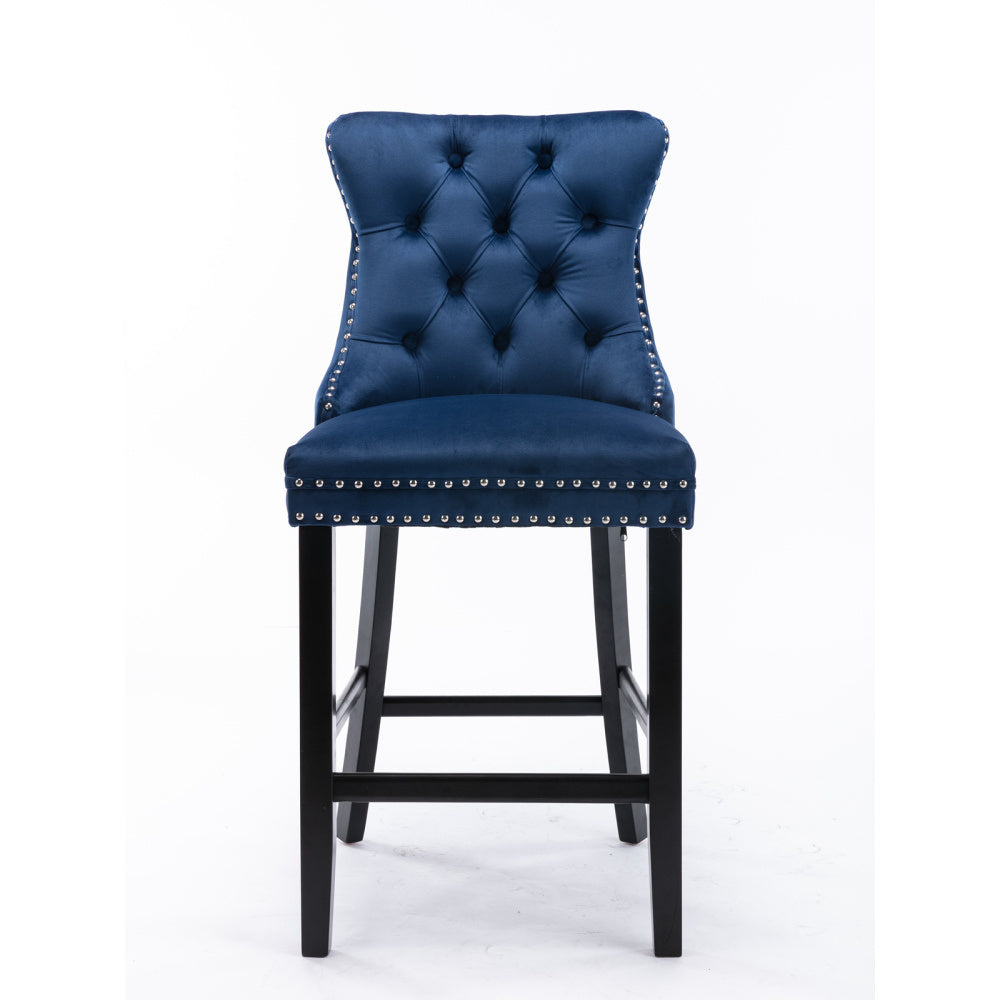 Barstoel – Barkruk – Barstoel Kruk – Barkrukken Set – Barstoelen – Velvet Bekleding – Houten Frame – Set van 2 – Luxe Comfort – Verstelbare Voetdopjes