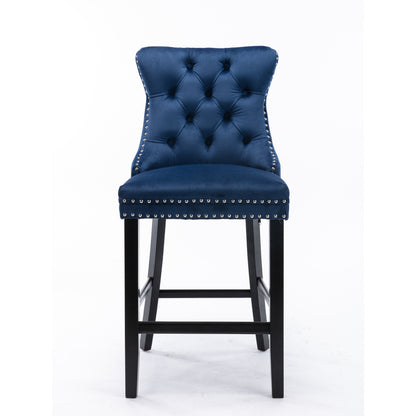 Barstoel – Barkruk – Barstoel Kruk – Barkrukken Set – Barstoelen – Velvet Bekleding – Houten Frame – Set van 2 – Luxe Comfort – Verstelbare Voetdopjes